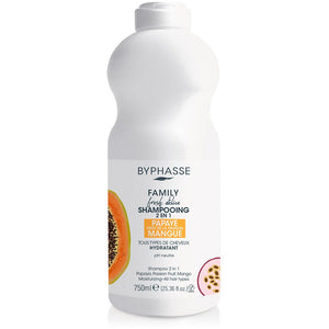 Family Fresh Délice Hair Shampoo, 2 in 1, Papaya, Passion Fruit & Mango. All hair types, 750ml - Byphasse