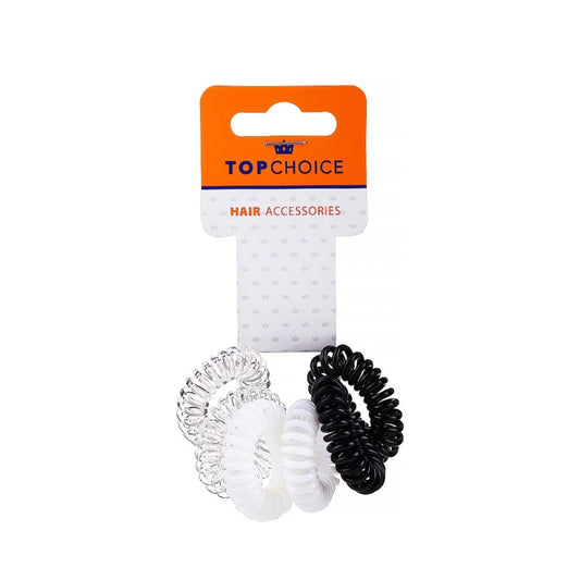 Spiral Hair Bands, 3 colors, 6 pcs - Top Choice