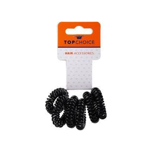 Spiral Hair Bands, Black, 6 pcs - Top Choice